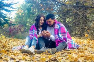 romantic couple in the garden, couple in the nature photo