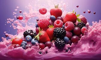 AI generated mulberries cherries raspberry mulberry photo