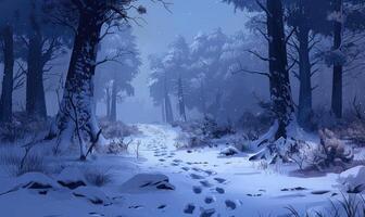 AI generated winter forest wallpaper photo