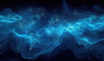 AI generated the world map is shown in blue light photo