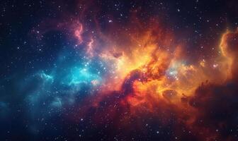 ai generado vistoso nebulosa en espacio con estrellas foto
