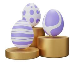 easter egg podium pedestal. 3d render illustration isolated on white background photo