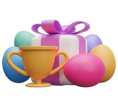 trophy easter gift. 3d render illustration isolated on white background photo