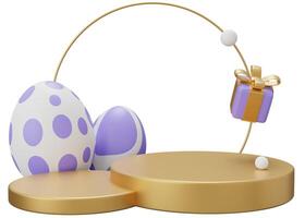 easter egg podium pedestal. 3d render illustration isolated on white background photo