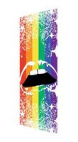 T-shirt image of a rainbow next to sensual lips on a white background. Gay pride. vector