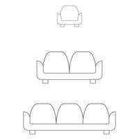 Sofa icon outline set in vector. Furniture line set symbol. vector