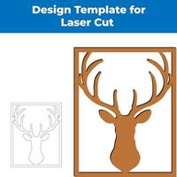 wooden deer laser cut design element in vector eps