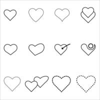 heart icon outline set in vector. romantic design set symbol. vector