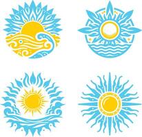 set of sun icons vector illustrations new style