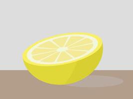 Illustration of lemon on brown floor and grey background vector