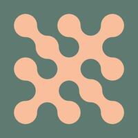 Metaball logo. Dots connected icon. Peach fuzz organic blob. Circles illusioned pattern. Modern integration symbol. Transition of metaballs. Abstract point innovation background. Vector flat template.