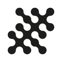 Metaball logo. Dots connected icon. Minimalist integration symbol. Circles pattern. Transition of metaballs. Abstract point movement background. Round connected blobs. Vector simple template, element.
