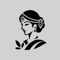 monocromo logo, hermosa hembra cara retrato, mujer cabeza silueta vector logo plantillas para Barbero comercio, belleza salón, cosmético productos, spa centrar