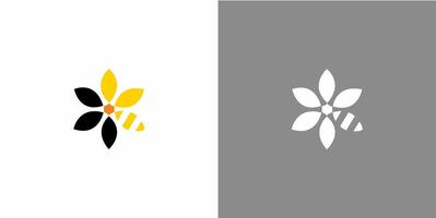 decorative minimalist bee flower logo vector