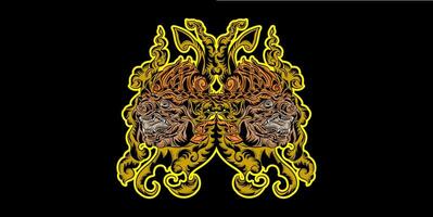 vector face illustration of barong carving