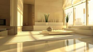 AI generated Stylish Modern Living Space with Sunlight photo