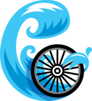 bicycle fly water wave ball icon png
