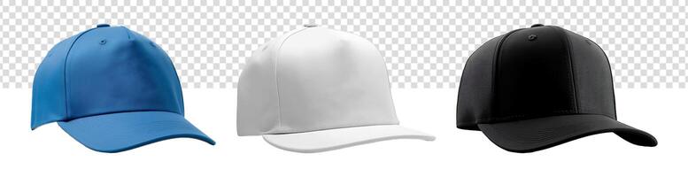 AI generated black white blue hat template set with corner view, generative ai photo