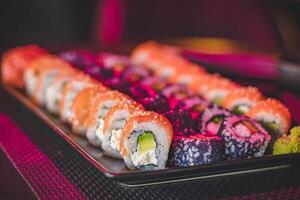 Sushi roll japanese food style - Selective focus point photo