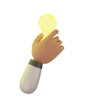 Hand holding 3d lamp icon isolated on transparent background-3D illustration png