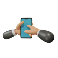 3d smartphone Holding hand- icoon geïsoleerd Aan transparant achtergrond-3d illustratie png