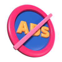 No Ads 3D Illustration Icon png