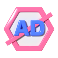 No Ads 3D Illustration Icon png