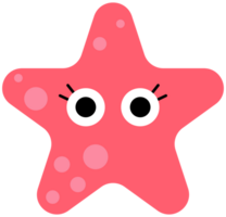 Cute Sea Animal in Children Style Cartoon fish Sea set Starfish png