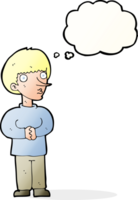 cartoon nervous man with thought bubble png