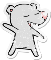 distressed sticker of a cartoon bear png