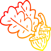 warm gradient line drawing of a cartoon acorn png