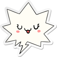 cute happy cartoon face with speech bubble sticker png