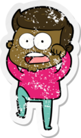 distressed sticker of a cartoon shocked man png