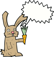 cartoon rabbit with carrot with speech bubble png