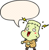 cartoon undead monster creation man with speech bubble in comic book style png