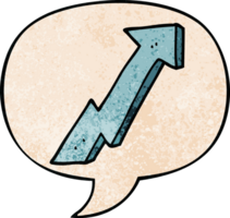 cartoon positive growth arrow with speech bubble in retro texture style png