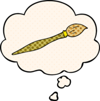 cartoon paint brush with thought bubble in comic book style png