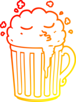 warm gradient line drawing of a cartoon mug of beer png