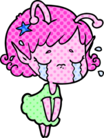 cartoon crying alien girl png