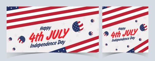 Set of Happy 4th of July. Fourth July Independence Day USA. Independence Day sale web banner. Independence Day USA social media promotion template. greeting card, poster with United States flag vector