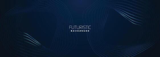 background in futuristic data technology. Halftone waves with dots. flowing dots on a dark blue backdrop. Particles of digital waves in abstraction. Background for an abstract halftone illustration vector