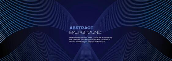 Dark blue abstract banner background with glowing geometric circles lines. Modern navy blue gradient shiny lines pattern and Futuristic technology web background for brochure, cover, poster, header vector