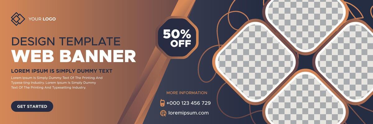 Abstract web banner template design with different geometric elements. Gradient cover design website header background. Social media business cover ads banner for invitation card, brochure, poster