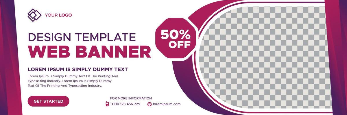 Abstract web banner template design with different geometric elements. Gradient cover design website header background. Social media business cover ads banner for invitation card, brochure, poster