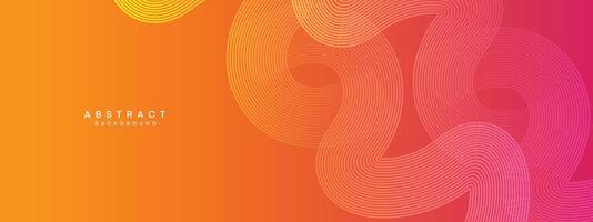 Abstract orange, pink gradient waving circles lines Technology web banner background. Modern yellow, purple gradient with glowing lines and shiny geometric diagonal shape for brochure, cover, header vector