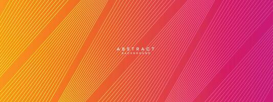 Abstract orange, pink gradient waving circles lines Technology web banner background. Modern yellow, purple gradient with glowing lines and shiny geometric diagonal shape for brochure, cover, header vector