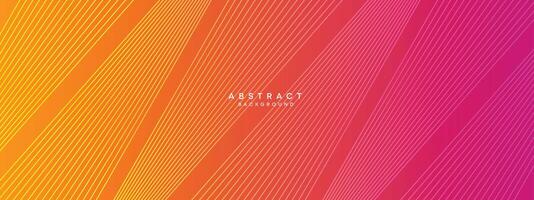 Abstract orange, pink gradient waving circles lines Technology web banner background. Modern yellow, purple gradient with glowing lines and shiny geometric diagonal shape for brochure, cover, header vector