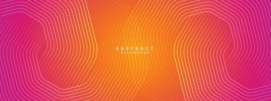 Abstract orange, pink gradient waving circles lines Technology web banner background. Modern yellow, purple gradient with glowing lines and shiny geometric diagonal shape for brochure, cover, header vector