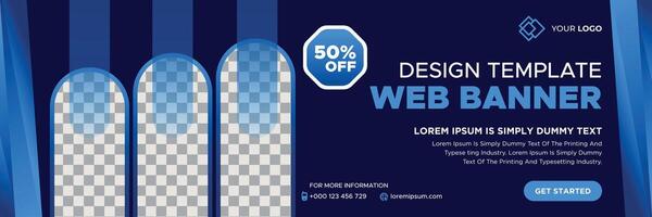 Abstract web banner template design with different geometric elements. Gradient cover design website header background. Social media business cover ads banner for invitation card, brochure, poster vector