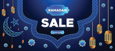 Ramadan Kareem Super Sale Web Banner Background with Blank Space for The Photo. Ramadan Big Sale Promotion Poster and Social Media Post. Elegant Islamic Special Promotion Banner Design Template vector